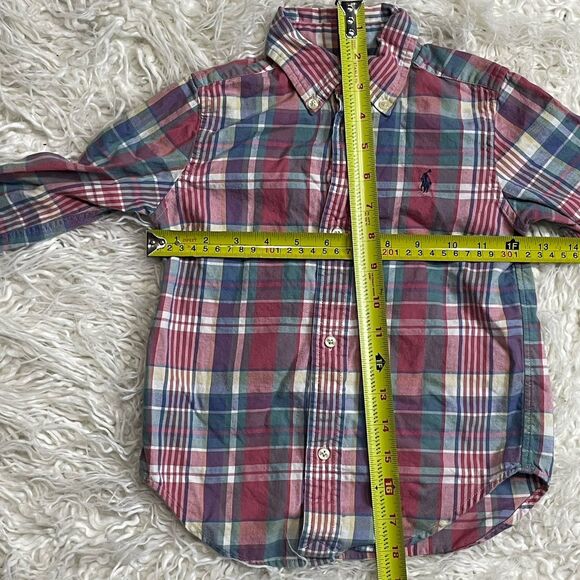 POLO RALPH LAUREN long sleeve plaid button up shirt size 3T Red Blue Green White - Picture 2 of 3